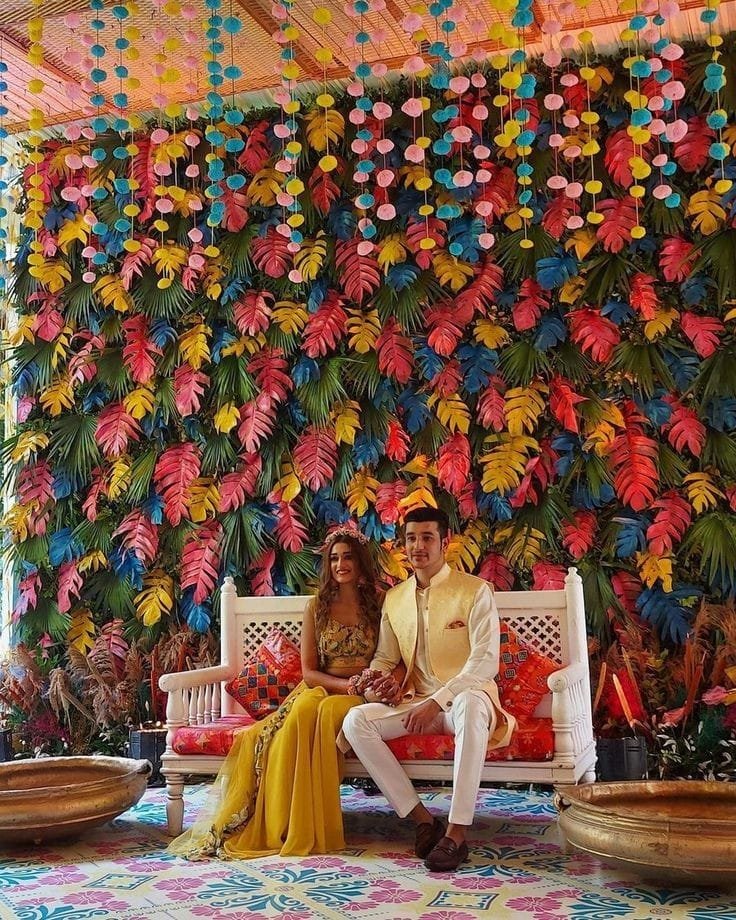 Colorful floral family function backdrop