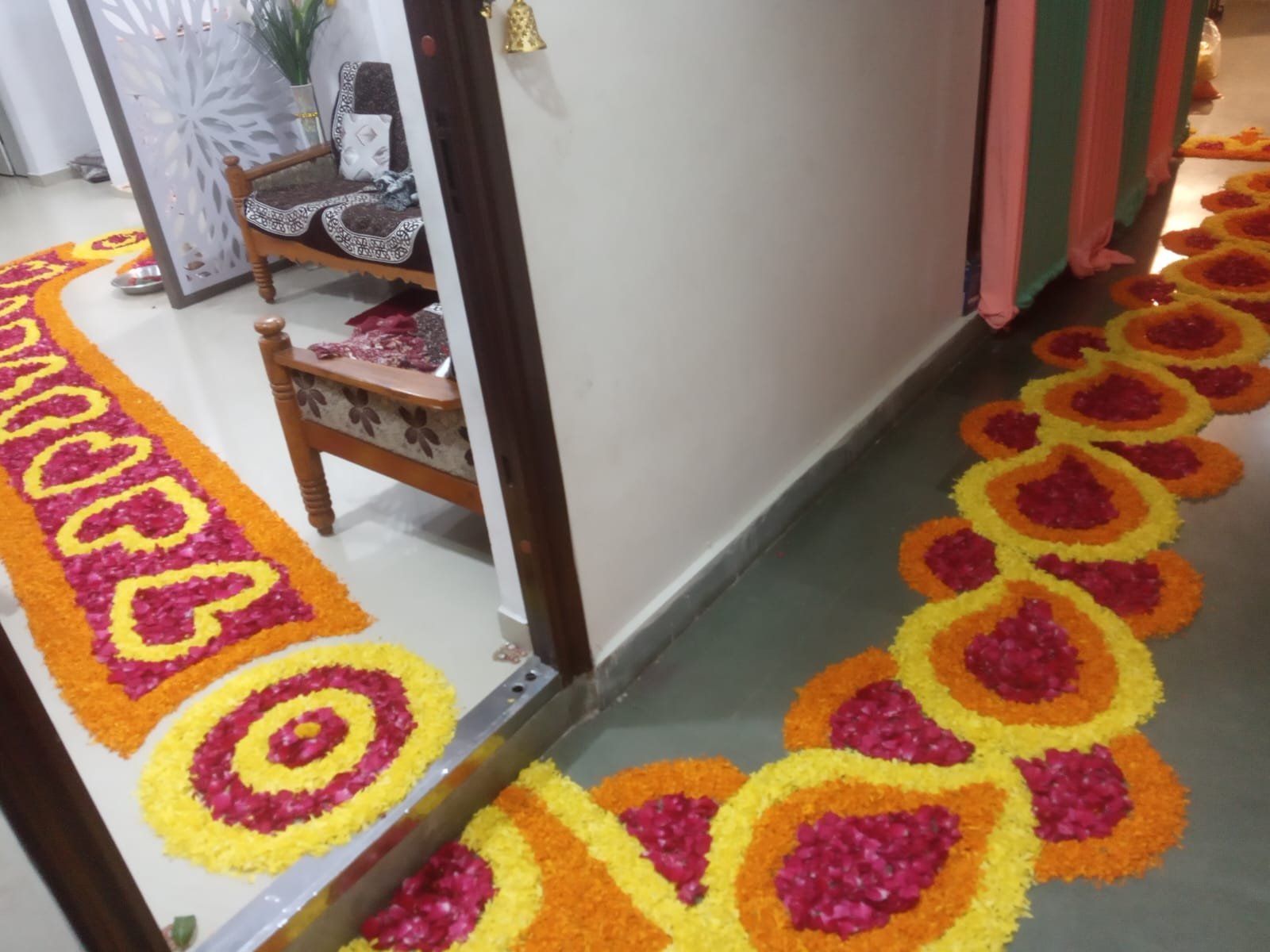 Decorative indoor pathway styling for a home event